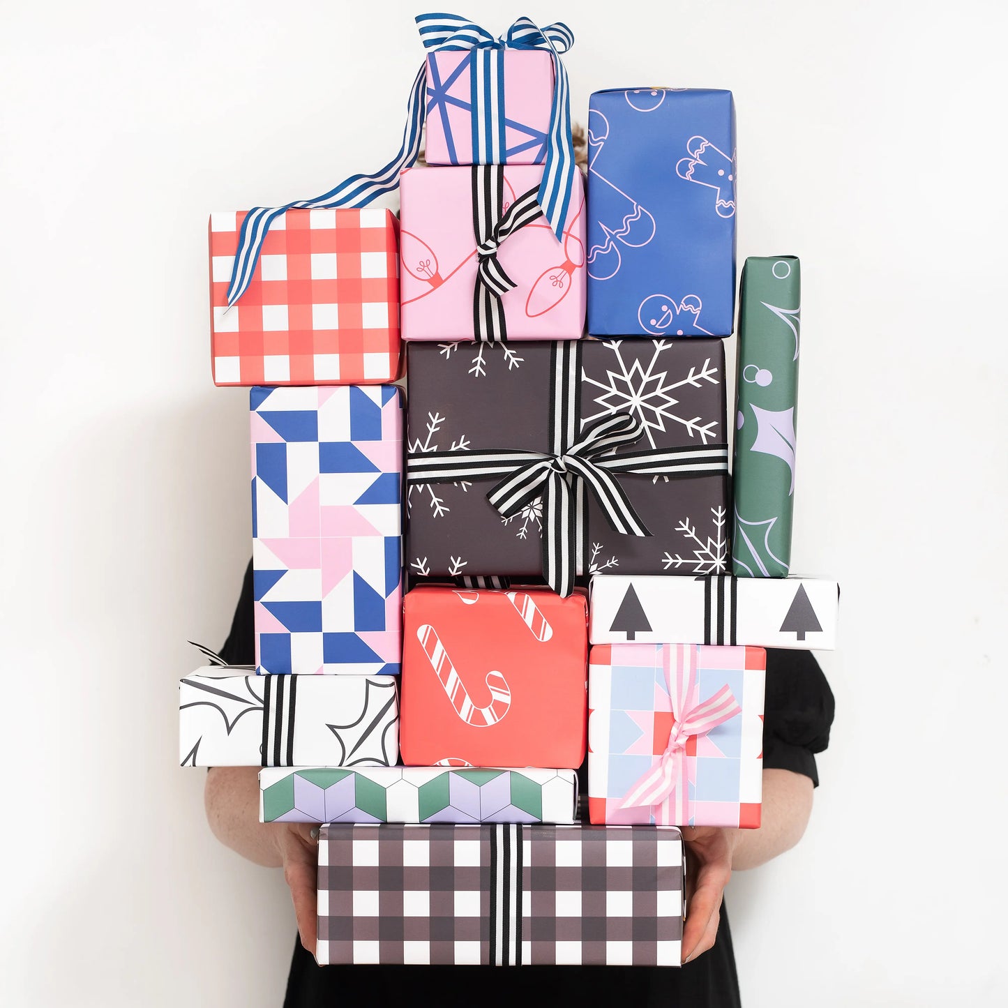 Patchwork Blue Flat Wrapping Paper