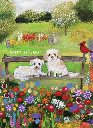 Pups On A Bench Card