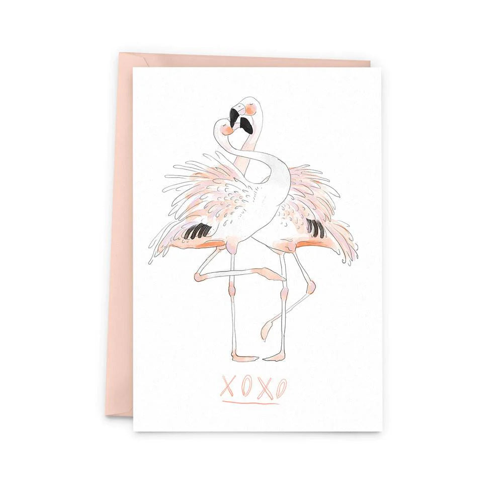 Flamingo XOXO Wedding Card
