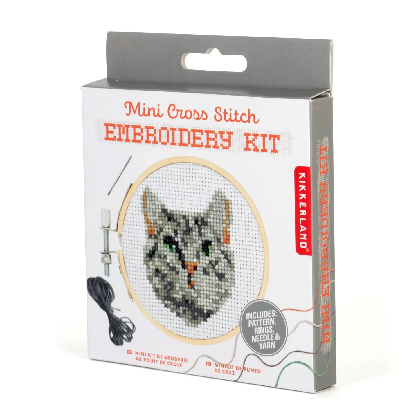 Mini Cross Stitch Embroidery Kit Grey Tabby Cat