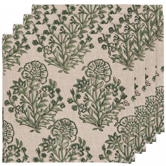 Viridian Block Print Napkin Set of 4