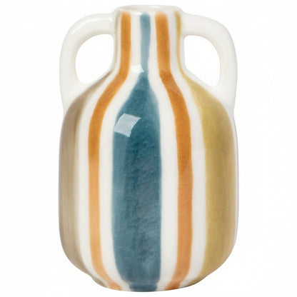 Rustic Stripe Ceramic Bud Vase