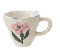 Hand-Painted Flower Stoneware Mug