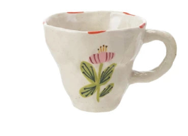 Hand-Painted Flower Stoneware Mug