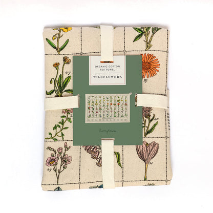 Organic Cotton Tea Towel Wildflowers