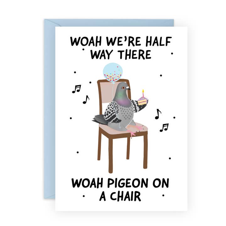 Pigeon On A Chair Birthday Card