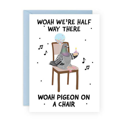 Pigeon On A Chair Birthday Card