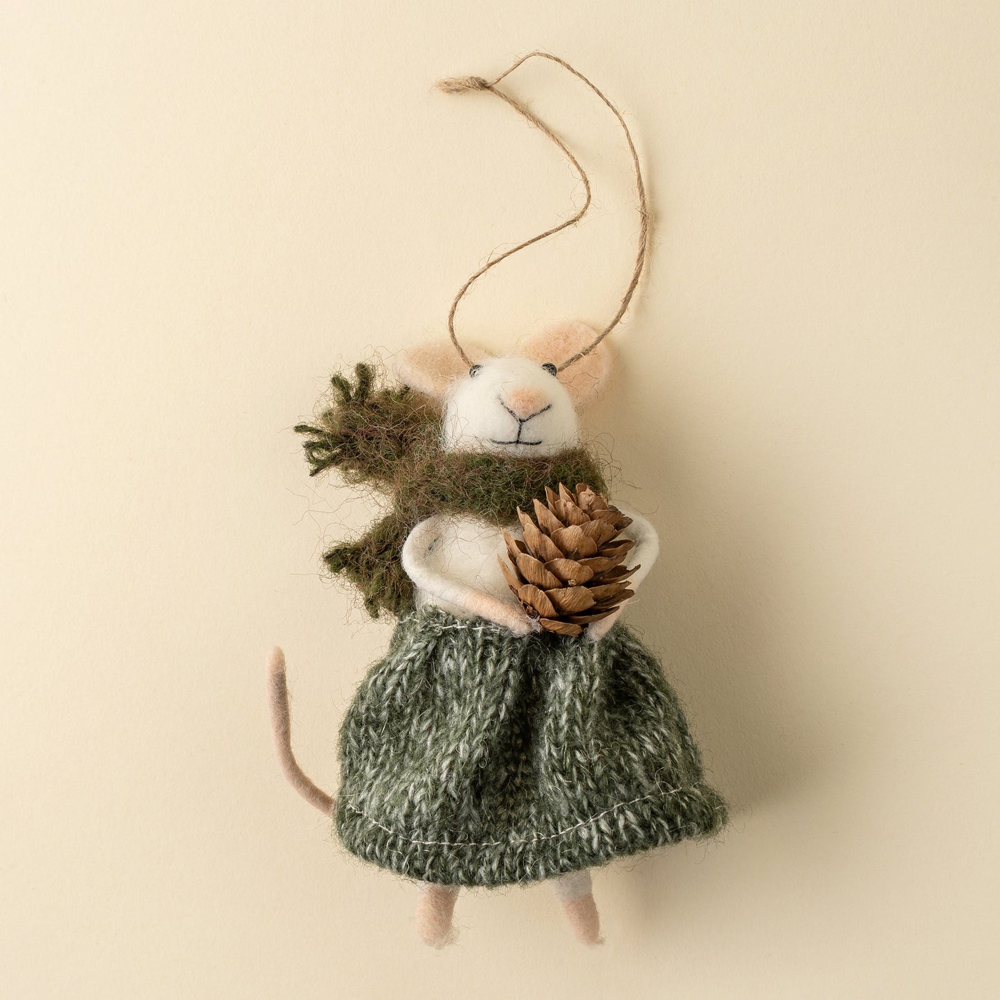 Pinecone Patrice Mouse Holiday Ornament