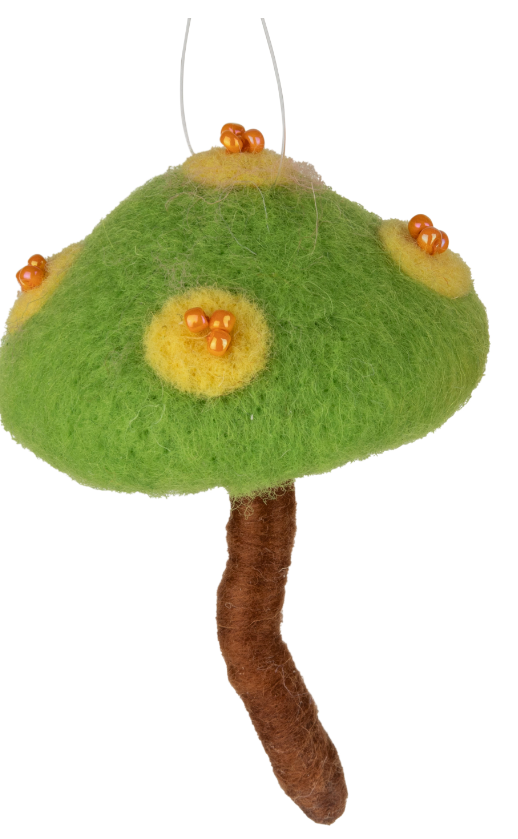 Felt Mushroom Ornaments Orange And Green