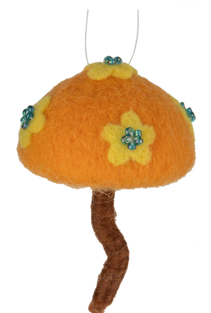 Felt Mushroom Ornaments Orange And Green