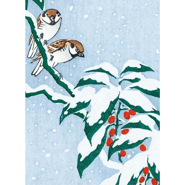 Sparrows On Snowy Bush Boxed Holiday Cards