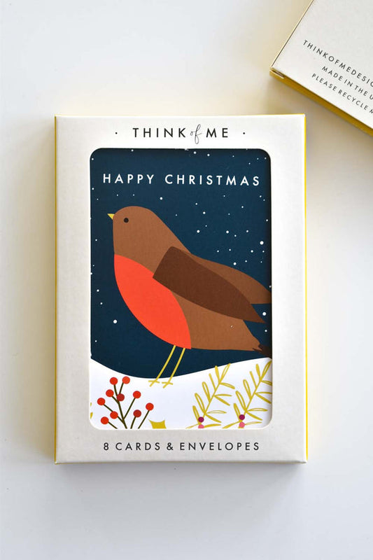 Happy Christmas Robin Boxed Holiday Cards