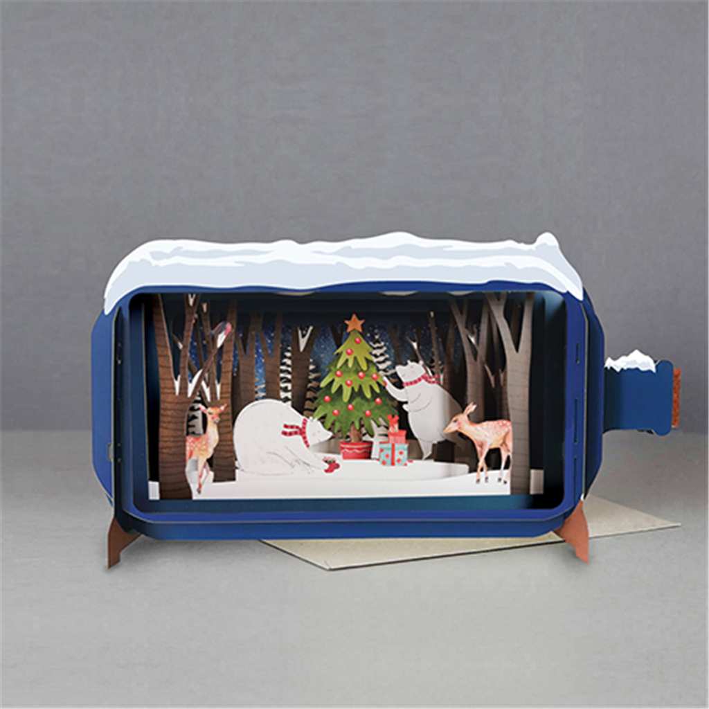 Bear + Deer Message in A Bottle Pop Up Greeting Card