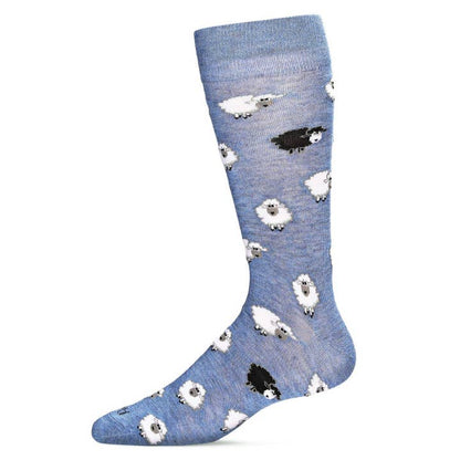 Men's Bamboo Crew Socks Denim Heather Sheep