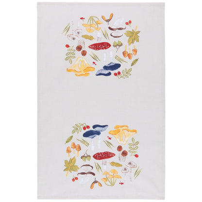 Field Mushrooms Printed Cotton Dishtowel