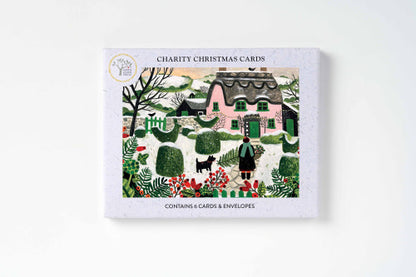 Pink Cottage And Topiary Boxed Holiday Cards