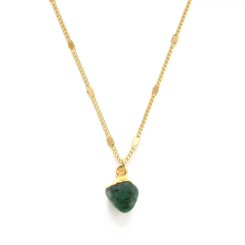 Raw Cut Emerald Gemstone Necklaces