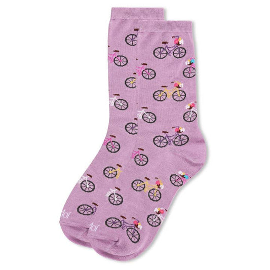 Women's Bamboo Crew Socks Lilac Bicycles
