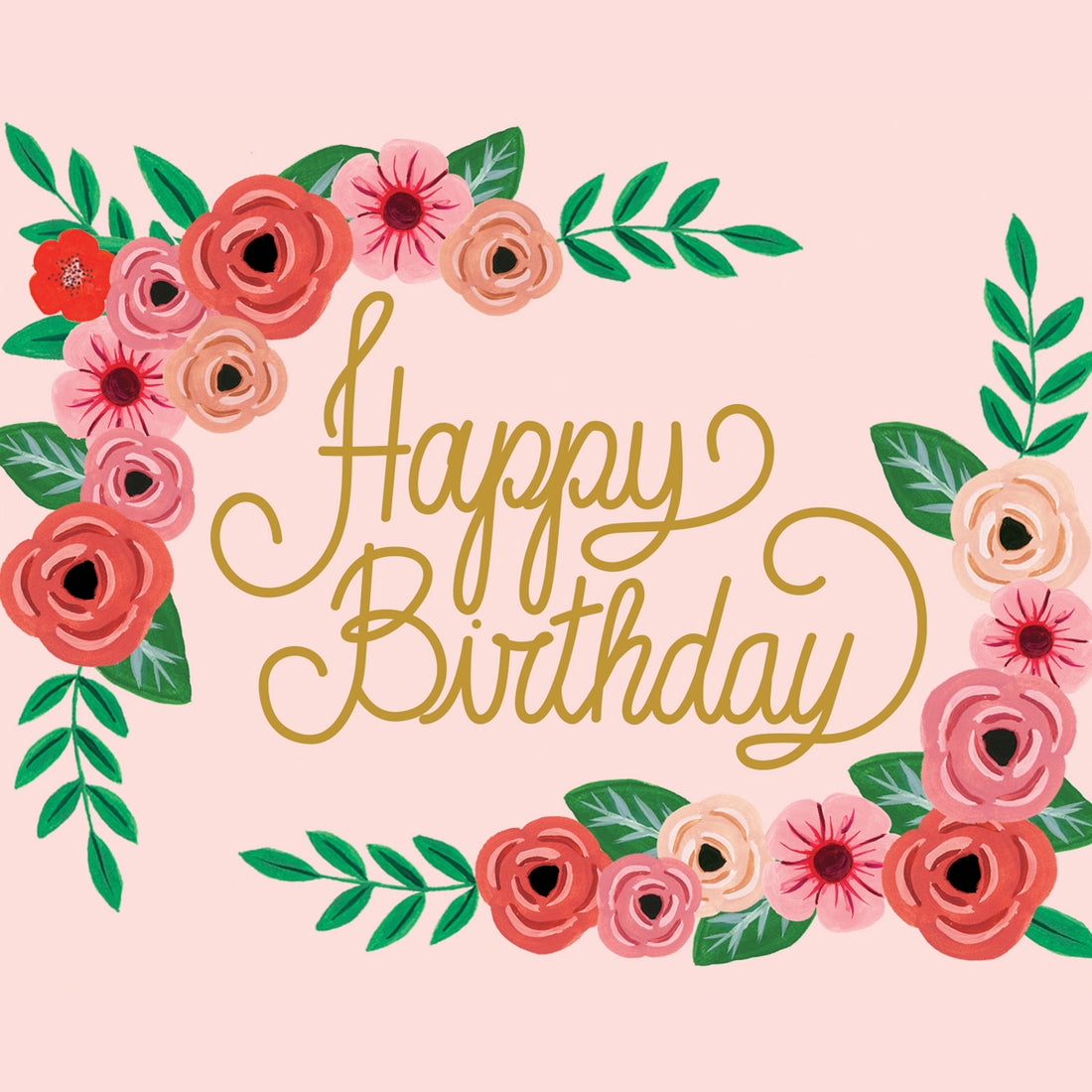 Happy Birthday Floral Rose Card