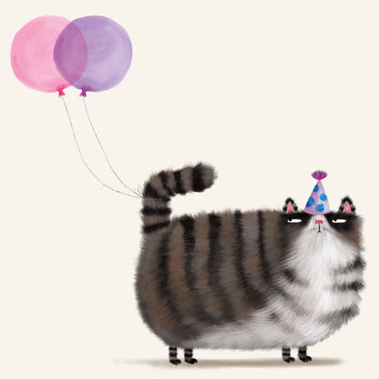 Grumpy Cat Balloons Greeting Card