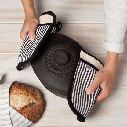 Superior Narrow Stripe Blck Pot Holder