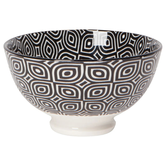 Black White Geo Stamped Bowl 4"