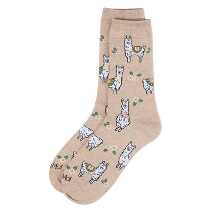 Women's Bamboo Crew Socks Oatmeal Alpaca