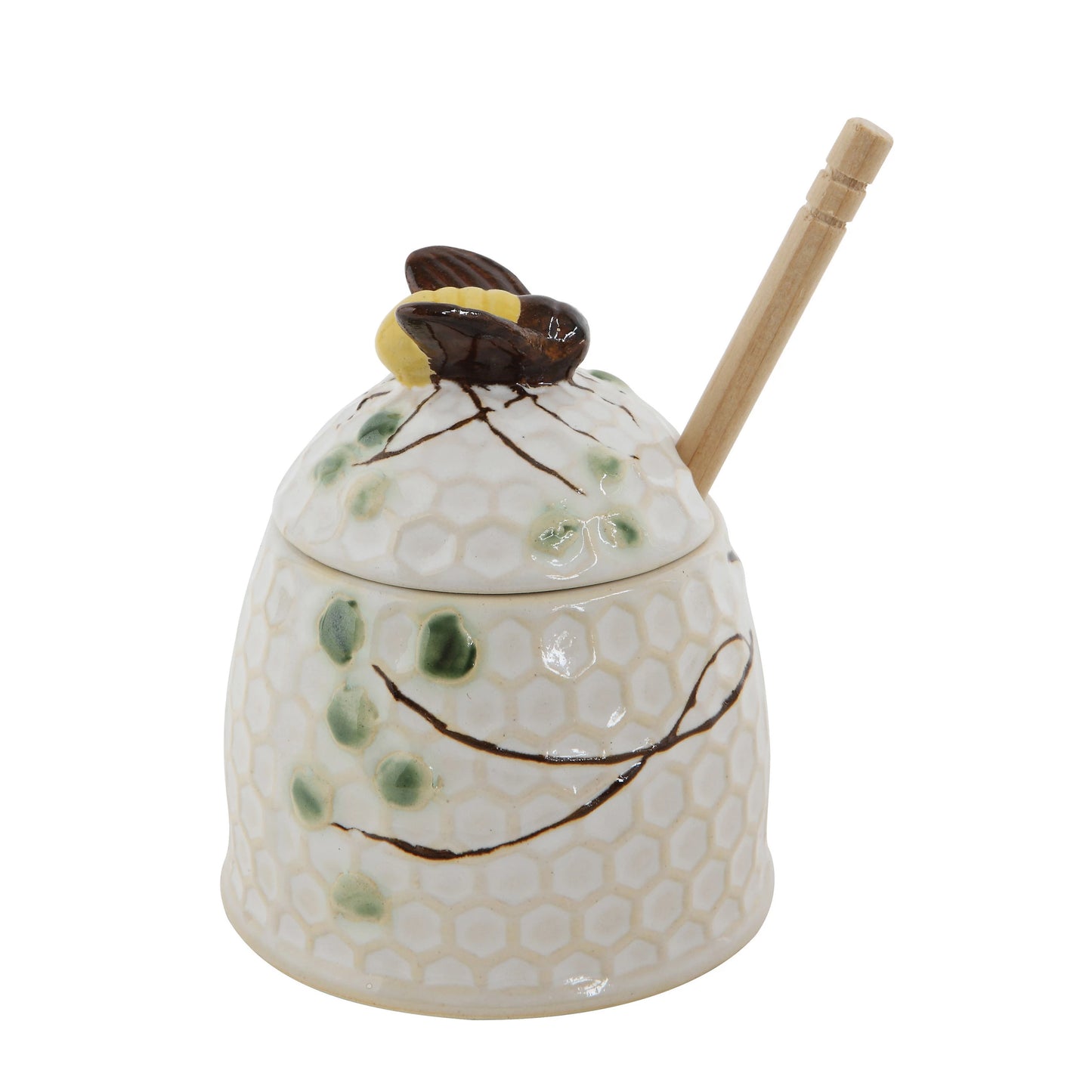 Hand-Painted Honey Jar with Honey Dipper