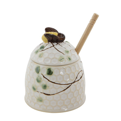 Hand-Painted Honey Jar with Honey Dipper