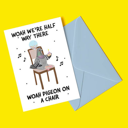 Pigeon On A Chair Birthday Card
