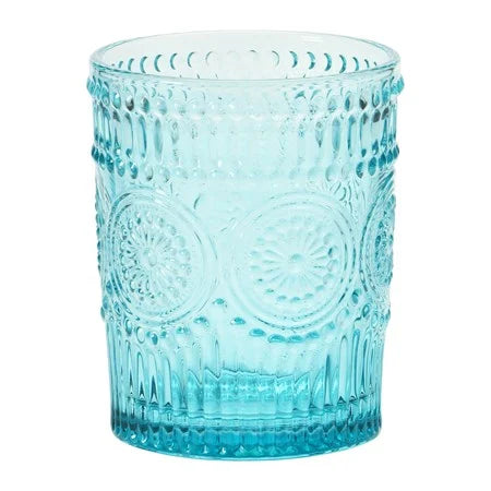3-1/4" Round x4"H Embossed Drinking Glass
