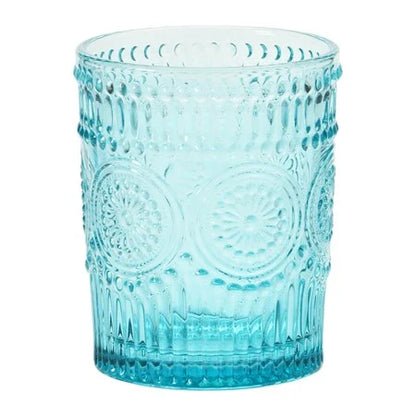 3-1/4" Round x4"H Embossed Drinking Glass