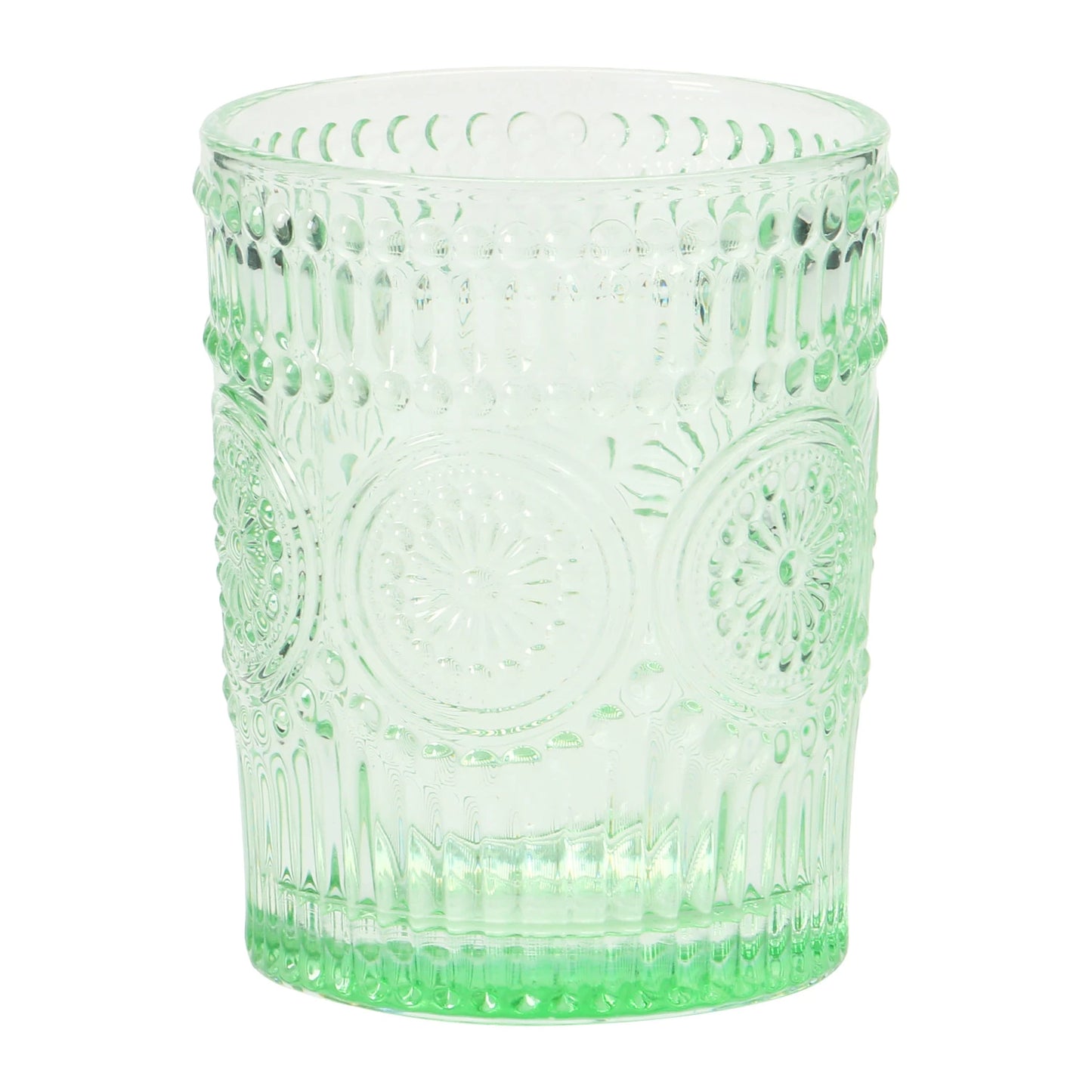 3-1/4" Round x4"H Embossed Drinking Glass