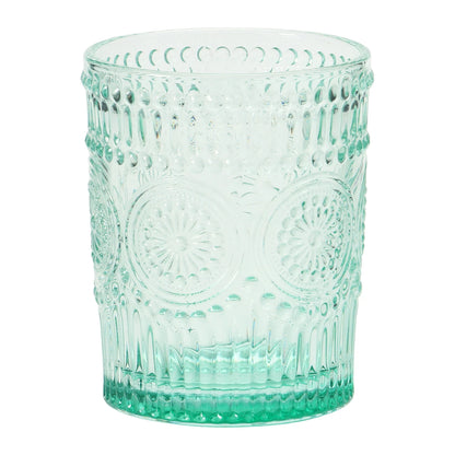 3-1/4" Round x4"H Embossed Drinking Glass