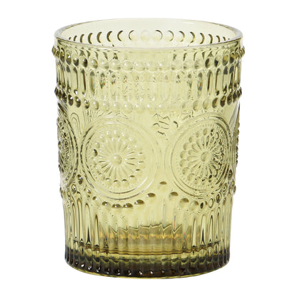 3-1/4" Round x4"H Embossed Drinking Glass