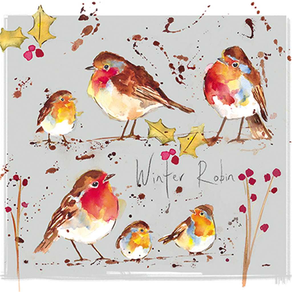 Family of Winter Robins Christmas Card