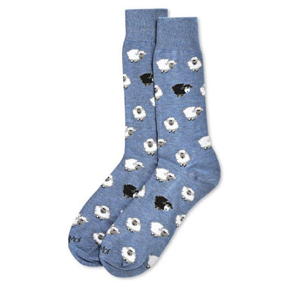 Men's Bamboo Crew Socks Denim Heather Sheep