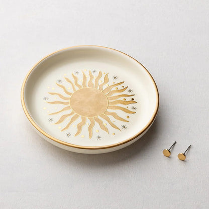 Jewelry Dish And Stud Earring Set - Sun Rays/Cream