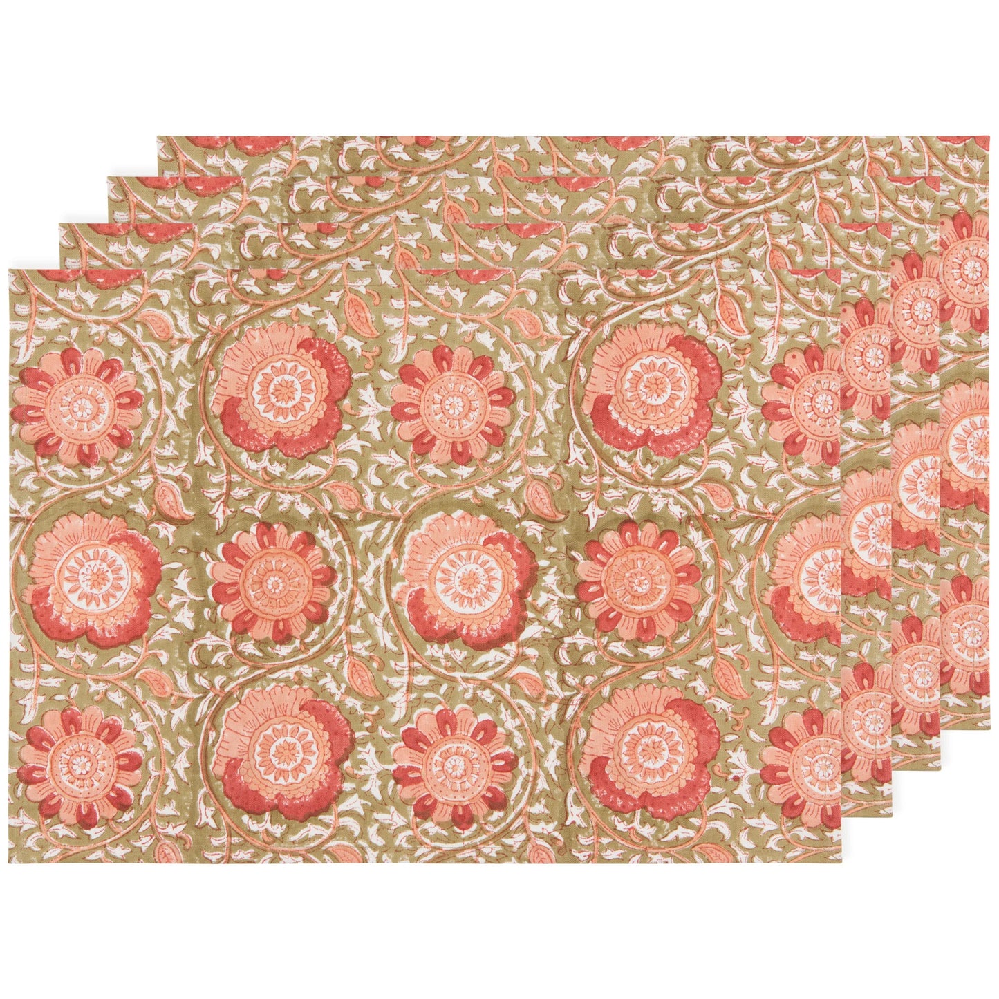 Block Print Zinnia Placemat Set of 4