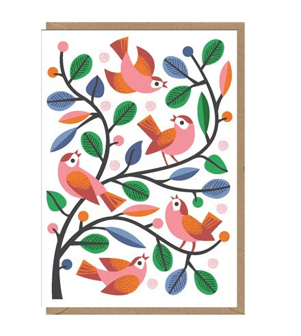Nadia Pink Birds Card
