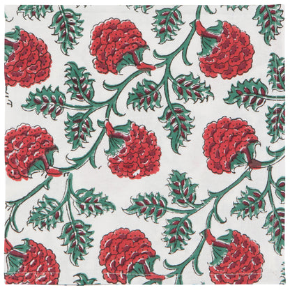 Block Print Carnation Napkin Set of 4