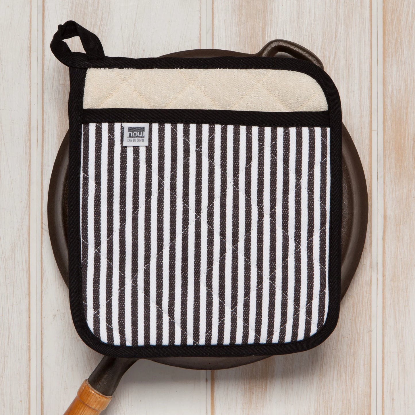 Superior Narrow Stripe Blck Pot Holder