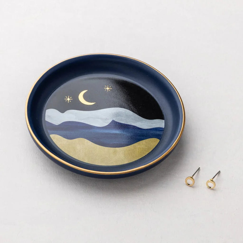 Jewelry Dish And Stud Earring Set - Moonlight/Midnight Blue