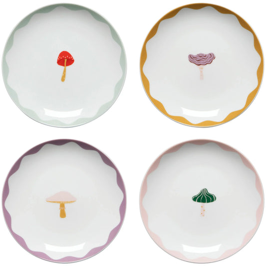 Mushroom Gems Appie Plates Set of 4