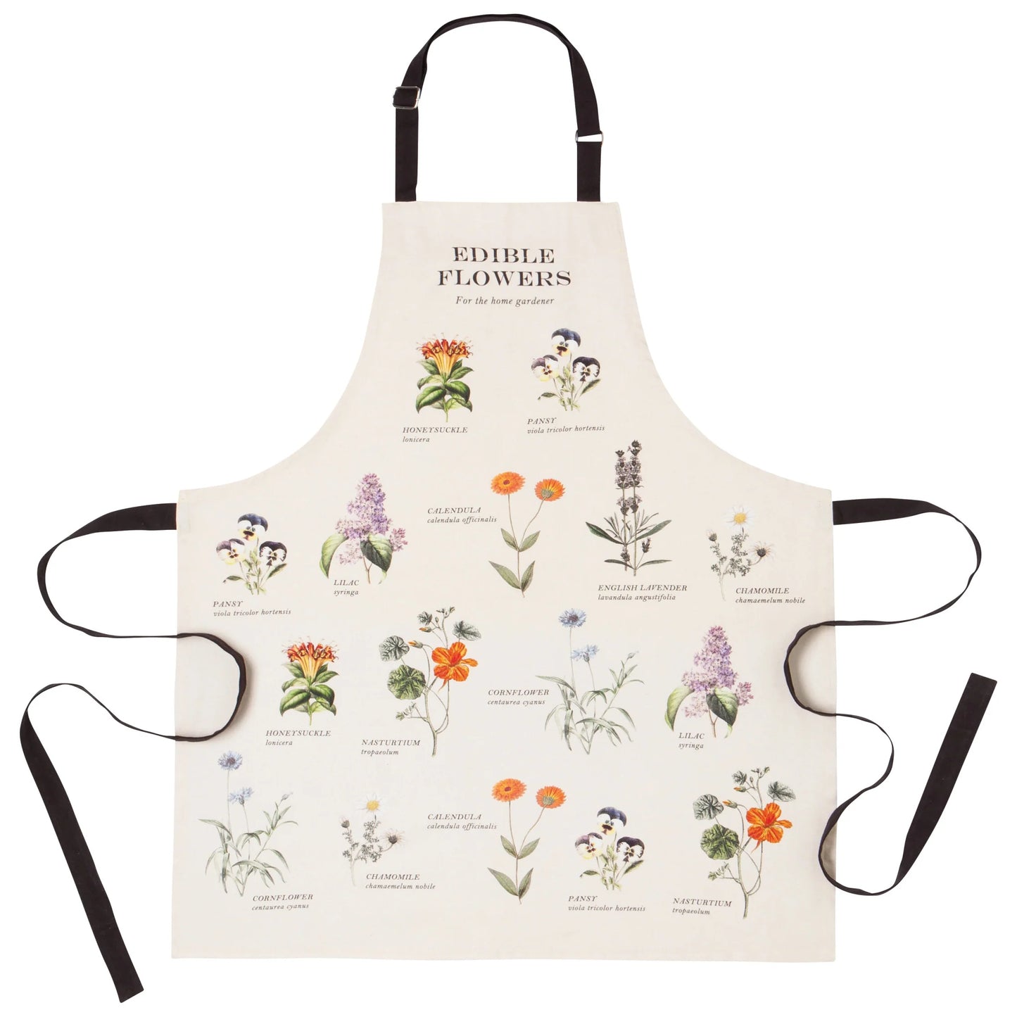 Edible Flowers Vintage Fin Print Apron