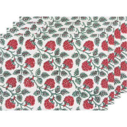 Block Print Carnation Placemat Set of 4