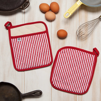 Superior Narrow Stripe Red Pot Holder