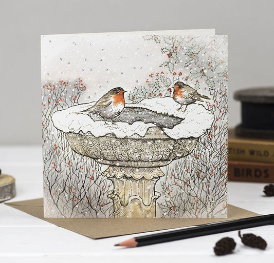 Robin, Bird Bath Card