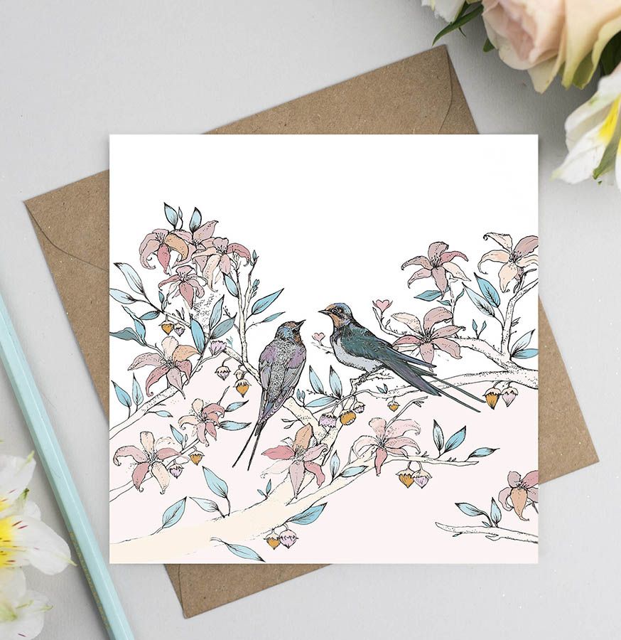 Wedding, Swallows Card