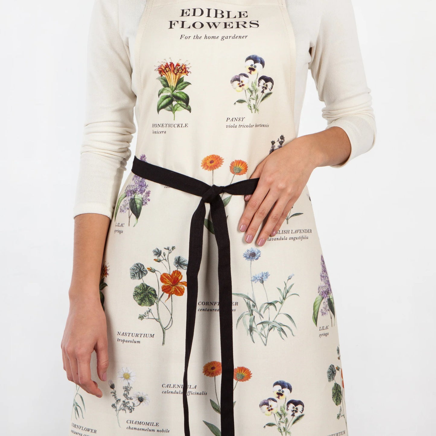 Edible Flowers Vintage Fin Print Apron